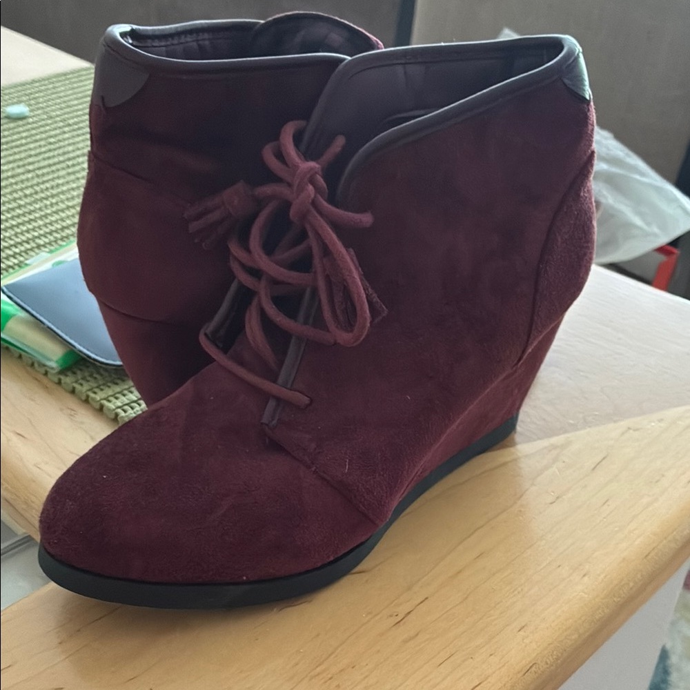 Madden Girl Red Wedge Shoes with Suede Finish